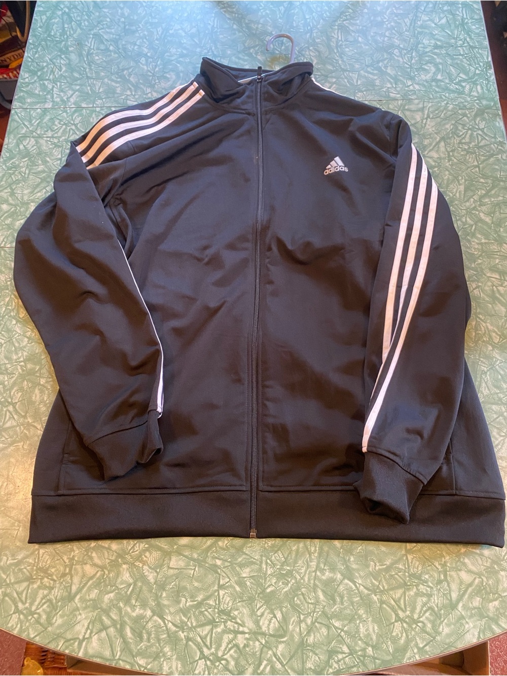 adidas Black Track Jacket with White Three-Stripes